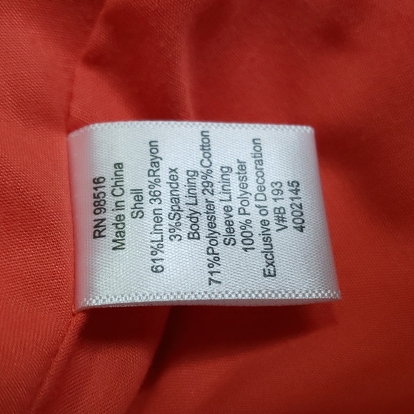 Coldwater Creek orange embroidered texture blazer size 14 petite - Picture 7 of 7